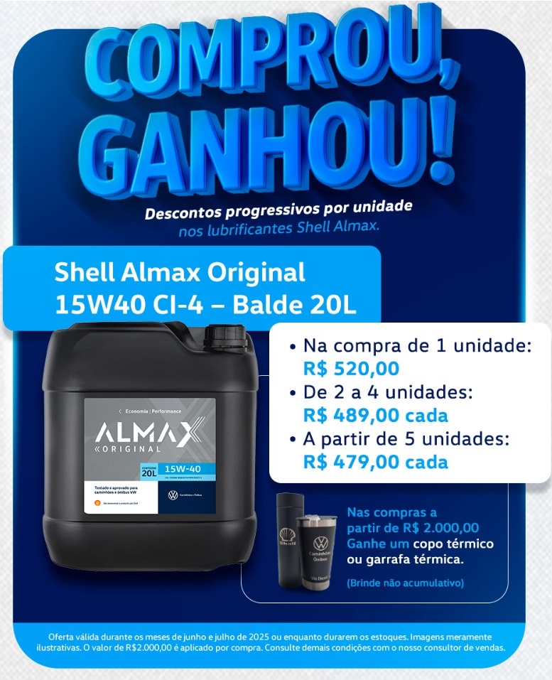 LUBRIF.  15W40 CI-4 BD 20L SHELL ALMAX (COMPROU GANHOU!)